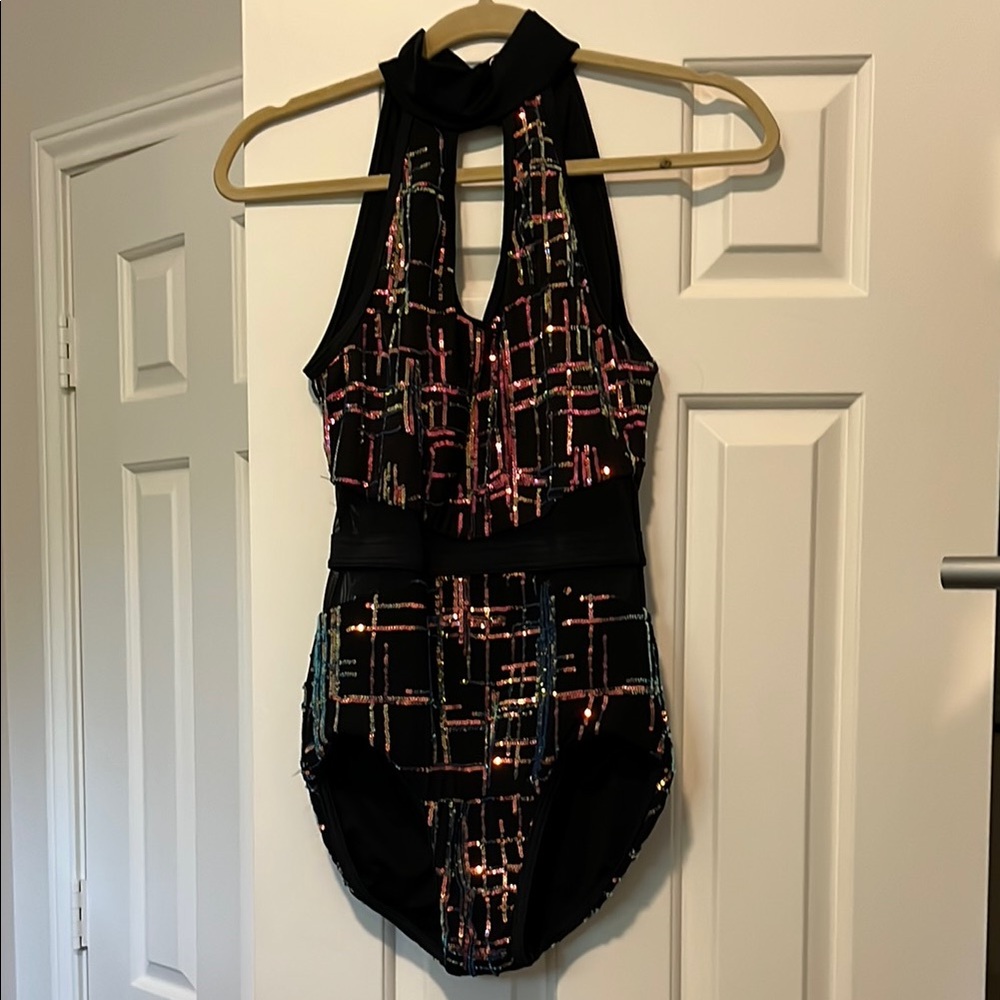 Weissman Two Piece Black and Multi Color Dance Costume